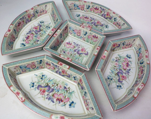 VINTAGE JAPANESE LAZY Susan Sectional Relish Bowl Snack Tray 5 Set Made