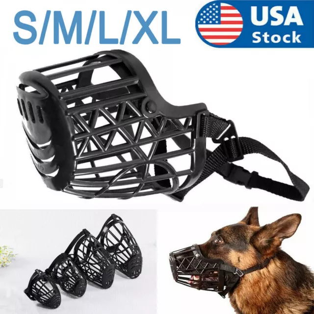 Large Pet Dog Basket Muzzle Mouth Cover Mesh Cage NoBarking Biting Chewing Black