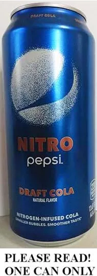 Pepsi Zoll Nitro " Nitrogen Infundiert Cola Voll Neu 404ml American Kann USA