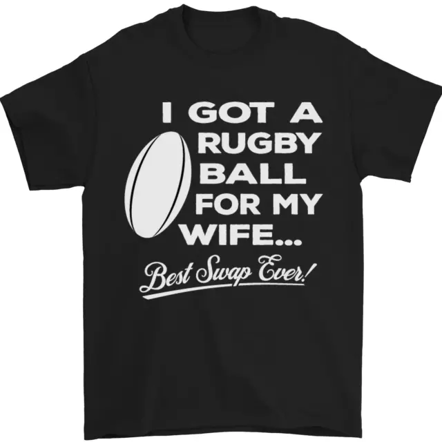 Un Pallone da Rugby per My Wife Player Union Divertente T-Shirt 100% Cotone