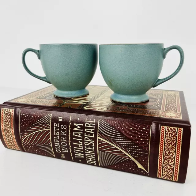 Denby Luxor Tea cups x2 Matt Green Replacement Crockery Discontinued Design