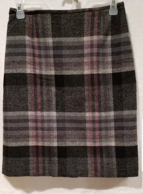 Womens Tahari Arthur S Levine Plaid Skirt Black/Grays/Pink Lined Career...