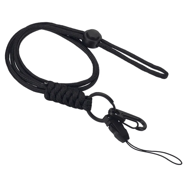 Neck Lanyard w Hook Badge Lanyards Adjustable Strap Keychain Black