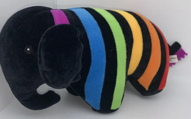 Caparol Plüschtier Elefant Stofftier Streifen Regenbogen Bunt Farbe Schwarz Lila