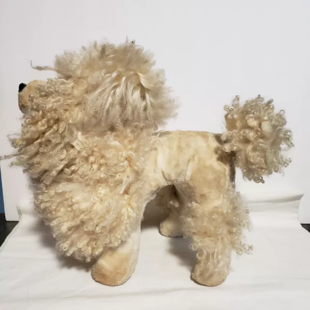 VINTAGE LARGE STUFFED French Poodle Dog Cream Plush Toy Animal With