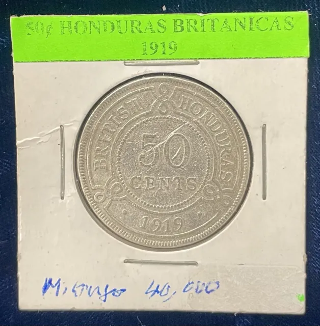 1919 British Honduras 50 Cents (montage 40,000)