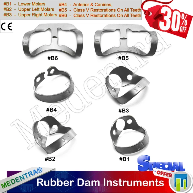Universel Caoutchouc Digue Brinker Serre Upper-Lower-Anterior-Clamp B1.B2.B3, B4
