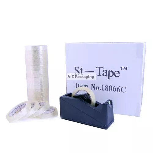 96x rolls / box - 18mm x 66m - Sticky Stationary Desk Dispenser Clear Tape