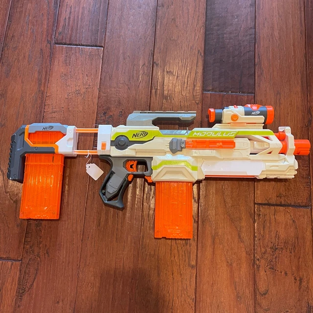 NERF N-STRIKE MODULUS ECS-10 Blaster Gun 12 Dart Clip Scope & Stock Extender