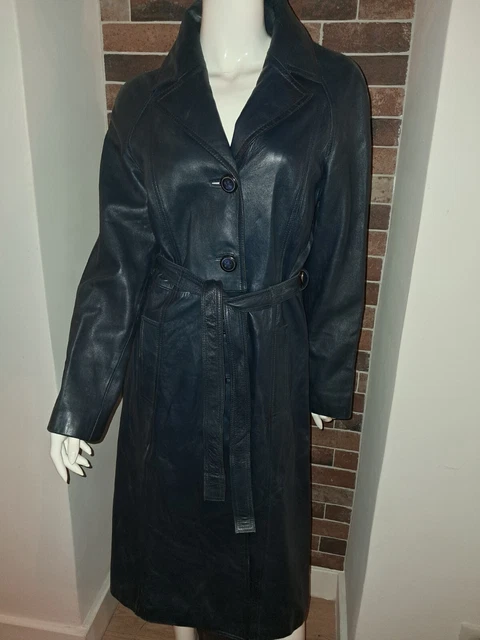 Manteau Femme Marlboro Classics – Cuir Agneau Noir – Taille 38 – Occasion