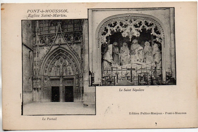 PONT A MOUSSON - Meurthe et Moselle - CPA 54 - Eglise St Martin - Cpa 2 vues