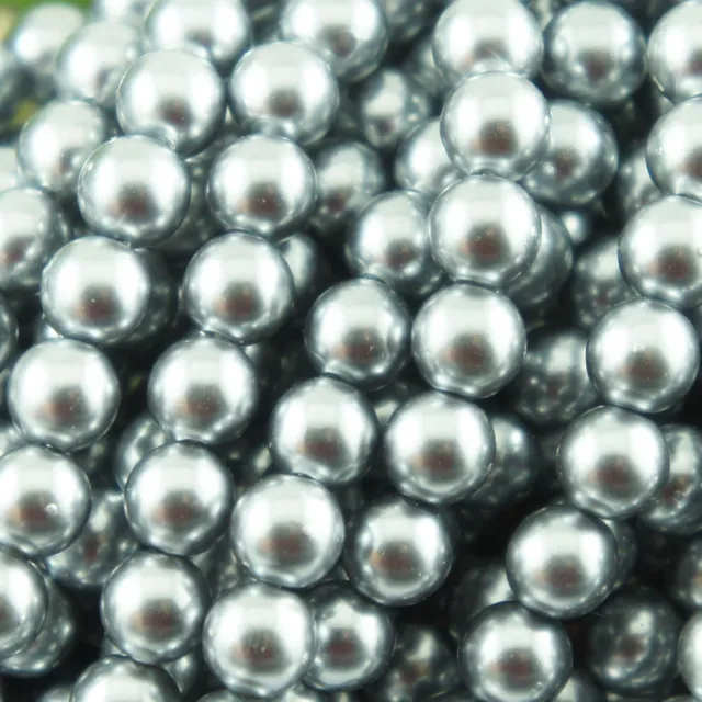 *140pcs 6mm Medium Grey Color Faux Imitation Plastic Round Pearl Beads*