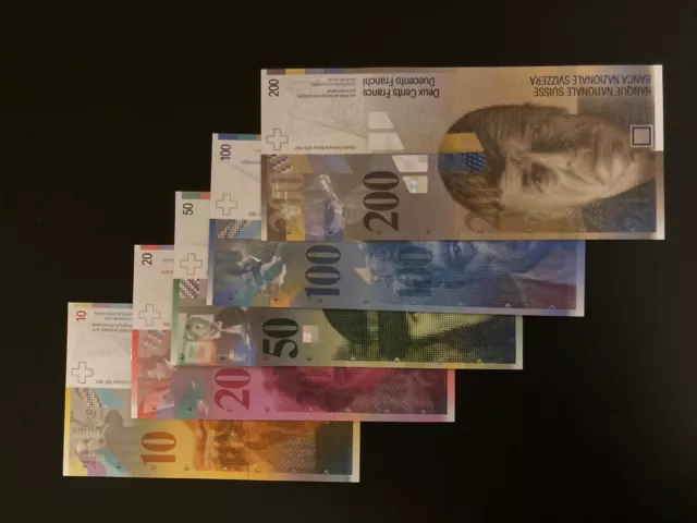 Switzerland 10-20-50-100-200 Franken UNC 1994-2014