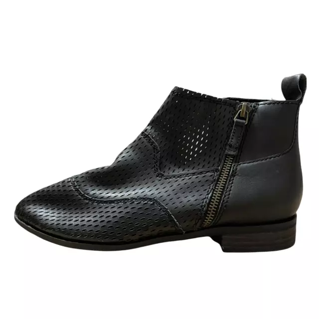 Kelsi Dagger Brooklyn Women's Alaska Black Leather Perforated Ankle Booties Sz 6