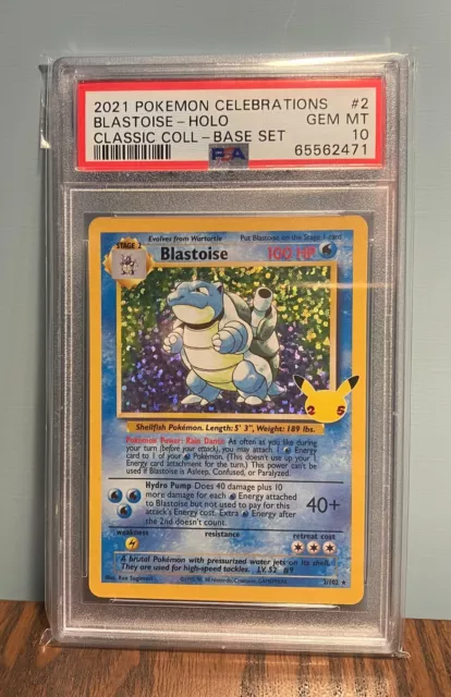 Pokemon Card Blastoise 2/102 Celebrations 25th PSA 10 Base Set Art Gem Mint Eng