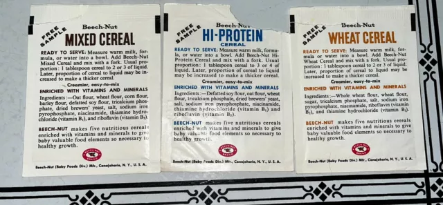 Beech-Nut Free Sample Baby Cereal Packets 1960s 2