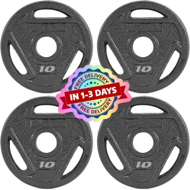 Colección De Discotecas De Pesas Con Agarre Olímpico, ‎10 Lb, Juego De 4, Negro Nuevo