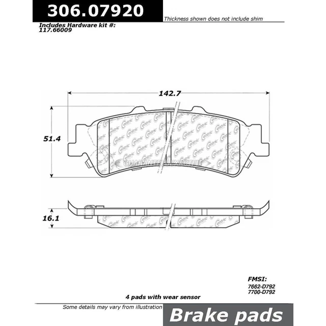 Centric Parts Brake Pad Set 306.07920 TCP