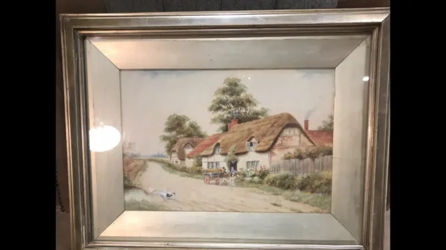 Antique Late 19th C Or Early 20th C Framed Watercolour Rural Scene Signed M Fox