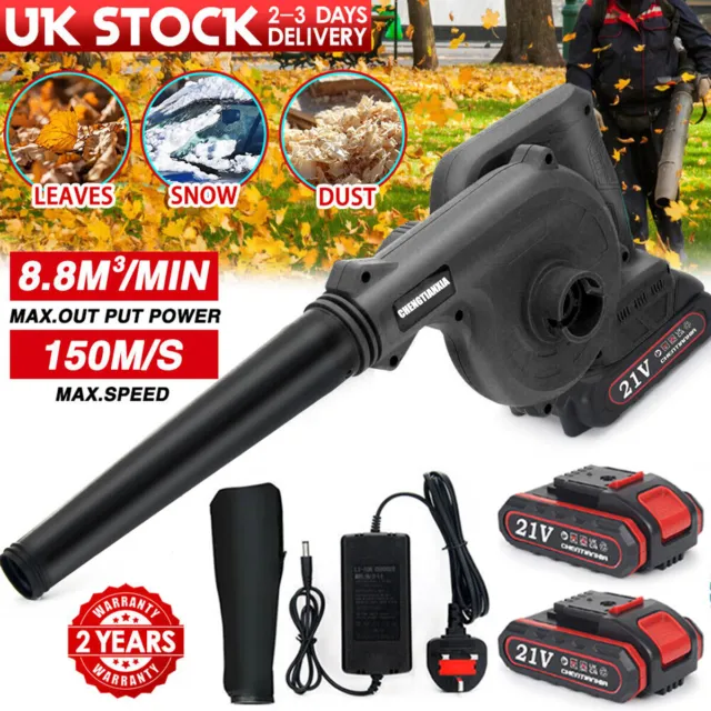 21V Cordless Leaf Blower, 2-in-1 Leaf Blower & Vacuum with Battery and Charger
