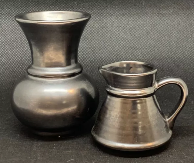 Prinknash Gunmetal Grey Small Vase And Jug