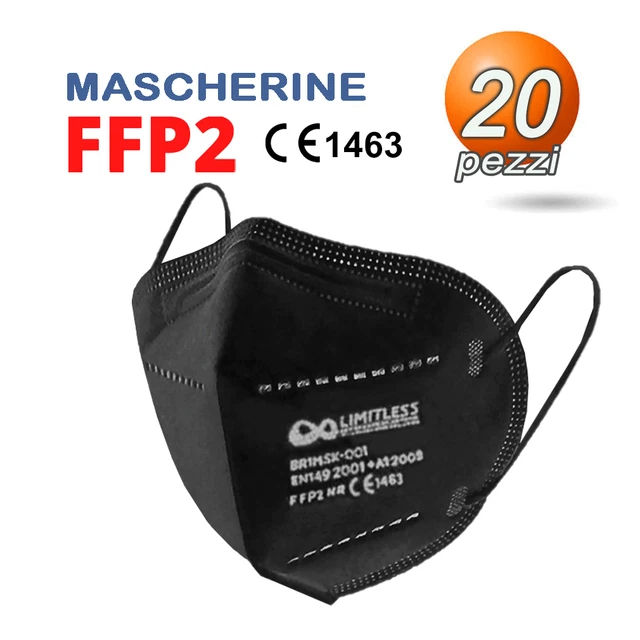 100 Mascherine FFP2 Protettive Certificate CE Nero 5 STRATI Nero Con - Foto 6
