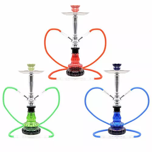 Stylische 2 Schlauch Wasserpfeife 45cm Design Shisha Hookah zweifarbig mit Kohle