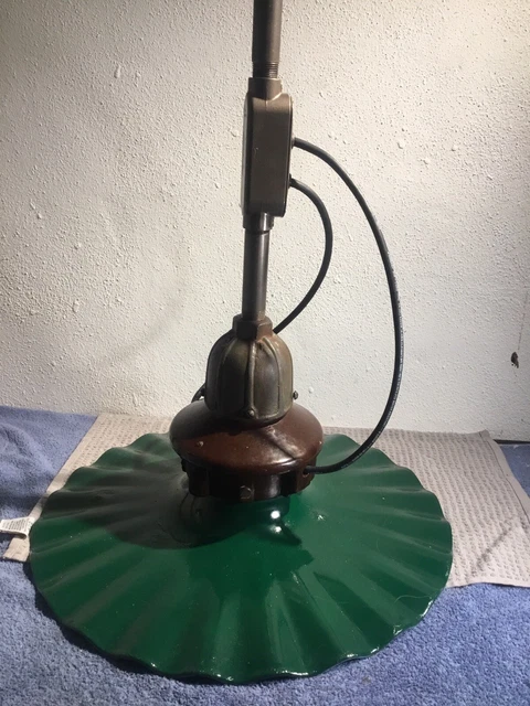 ANTIQUE GREEN PORCELAIN radial wave street light industrial light