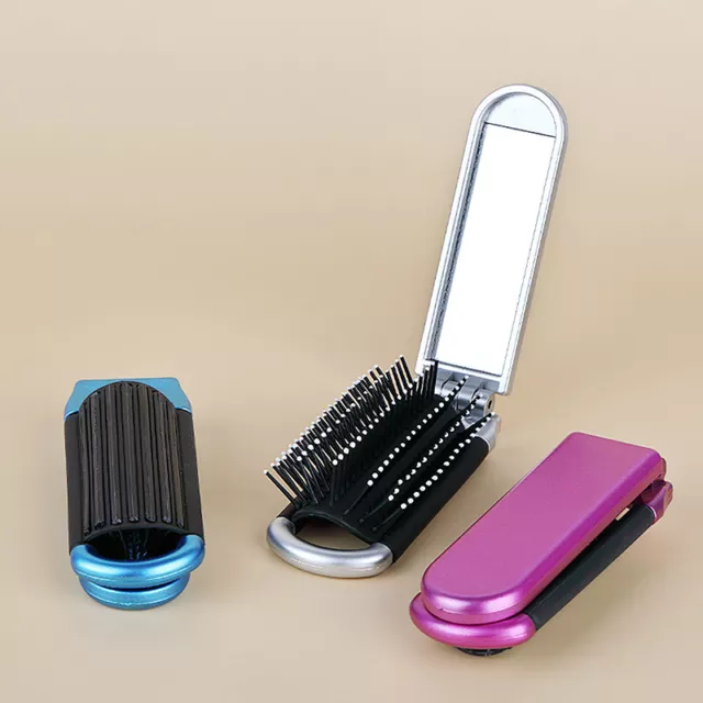 1Pcs Foldable Hair Comb Mini Scalp Massage Comb With Mirror Makeup Tool Le