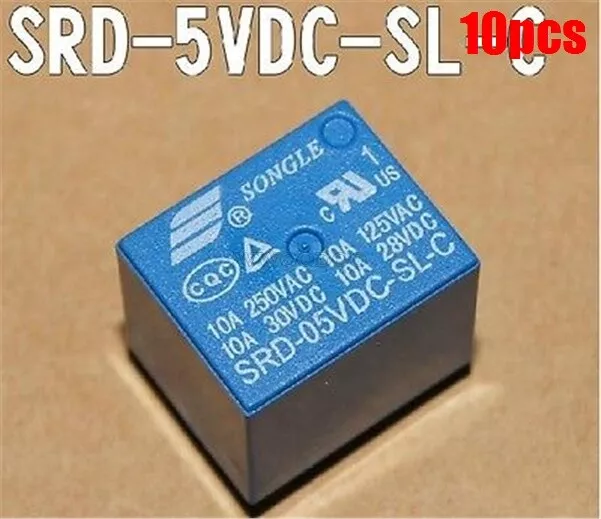 10PCS Mini 5V Dc Songle Power Relay SRD-5VDC-SL-C Pcb Type mt