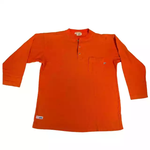 TYNDALE FR HENLEY Shirt Firewear Men's Large Safety Orange Long Sleeve ...