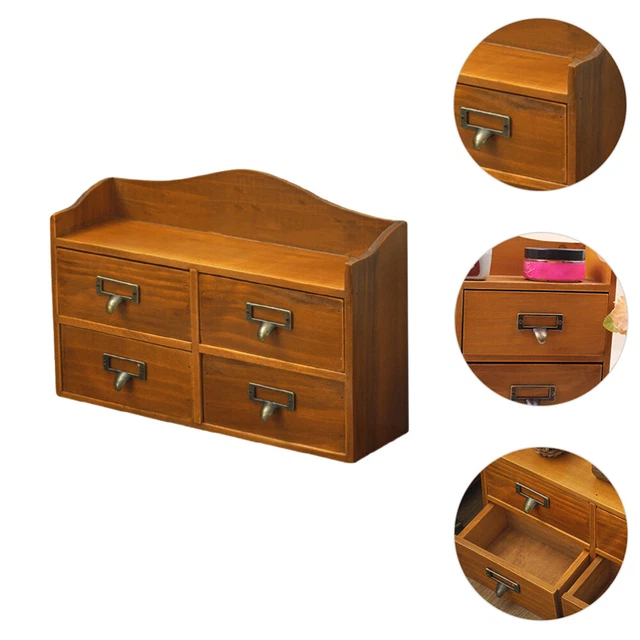 Organiseur De Bureau Vintage En Bois Avec 9 Tiroirs, Armoire D'apothicaire, Boîte De Rangement Pour Herbes, Meubles Vintage Pour Médicaments – Bleu