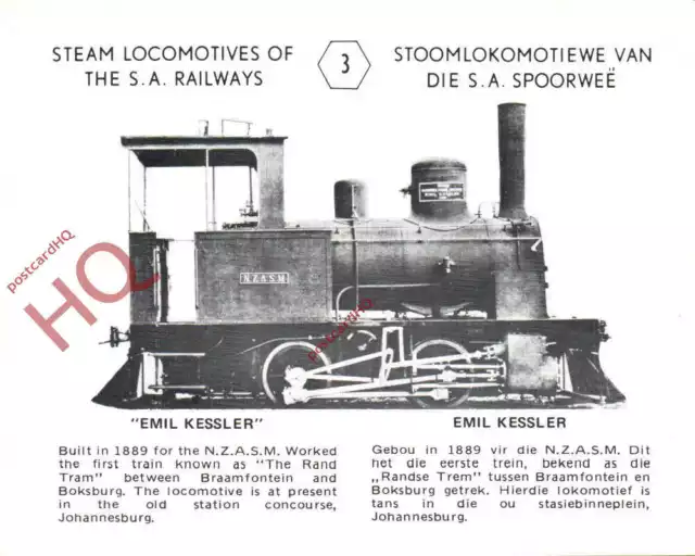 Picture Postcard:-South Africa Railways, Steam Locomotive 'Emil Kessler'