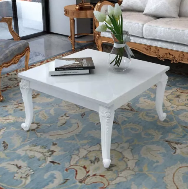 White Shabby Chic Coffee Table High Gloss French Style Living Room Furniture