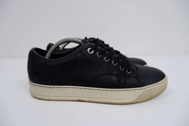Lanvin Mens Low Top Trainers Sneakers Size Uk 6 Eu 40 Black Leather