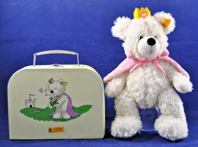 STEIFF BEAR PRINCESS LOTTE Plush Soft Toy with PINK CAPE & Original SUITCASE VGC