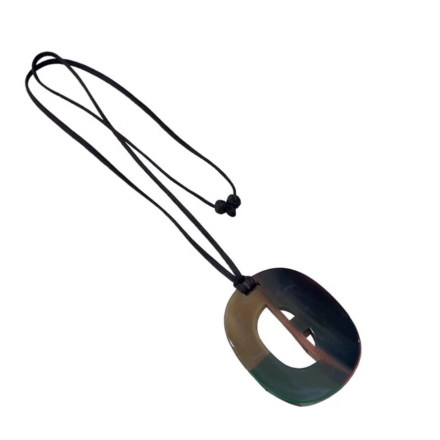 Hermes Buffalo Horn Necklace Red/Green/Brown Accessories Second Hand
