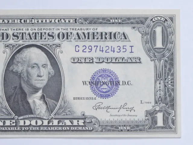 1935-E Silver Certificate $1 Blue Seal - Uncirculated US Paper Money *0318