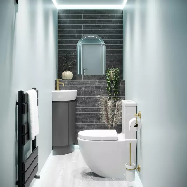 Mode Grey Contemporary Round Toilet and basin unit suite