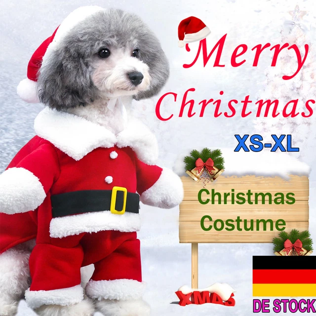 DE Haustier Hund Weihnachten Kapuzenpullover Hundejacke Kostüm Mantel Jacke Xmas
