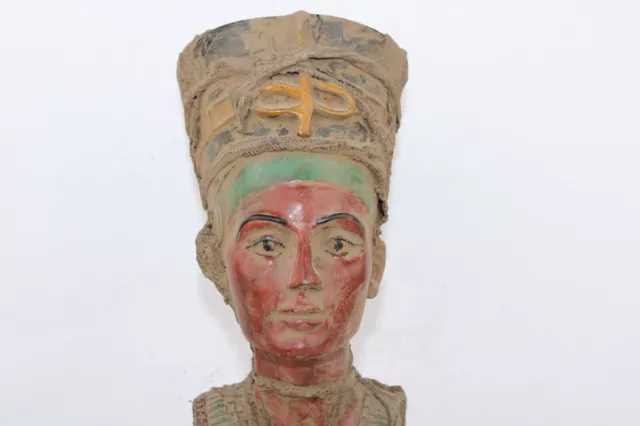 RARO ANTICO EGIZIANO ANTICO Statua della testa della regina Nefertiti del... 3