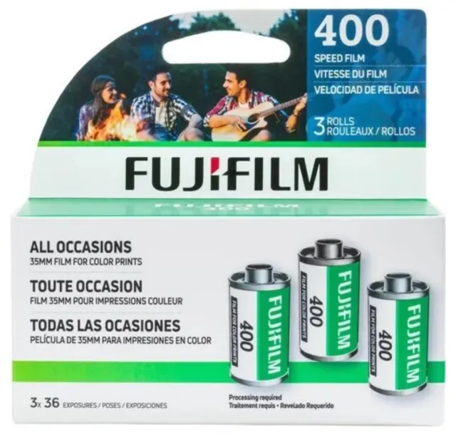 Película negativa de color FUJIFILM 400 (35 mm, 36 exposiciones, 3 rollos)