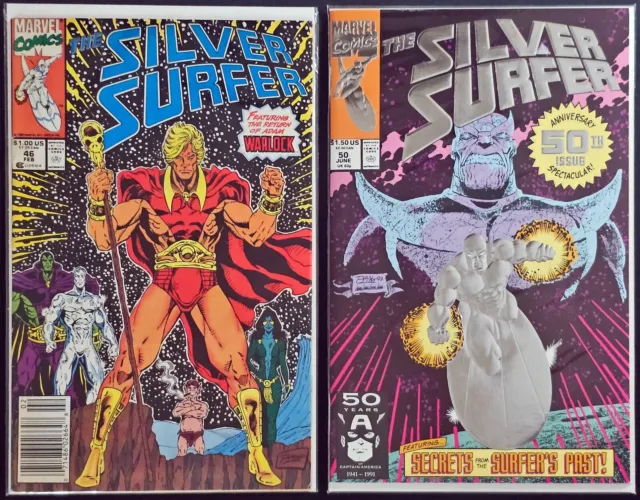 Lot of 2 Silver Surfer #46(VF-) & #50(NM) 1991 Marvel Comics