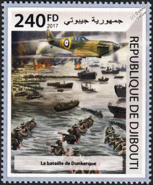 WWII 1940 Battle/Evacuation of Dunkirk Beach / RAF Spitfire/Soldiers/Ships Stamp