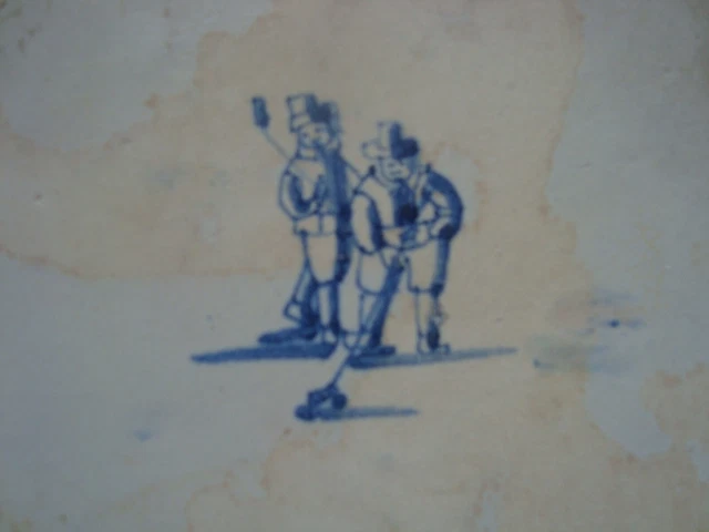 17th century delft handpainted dutch  tile,around 1680 , golf, sport  kolf 2