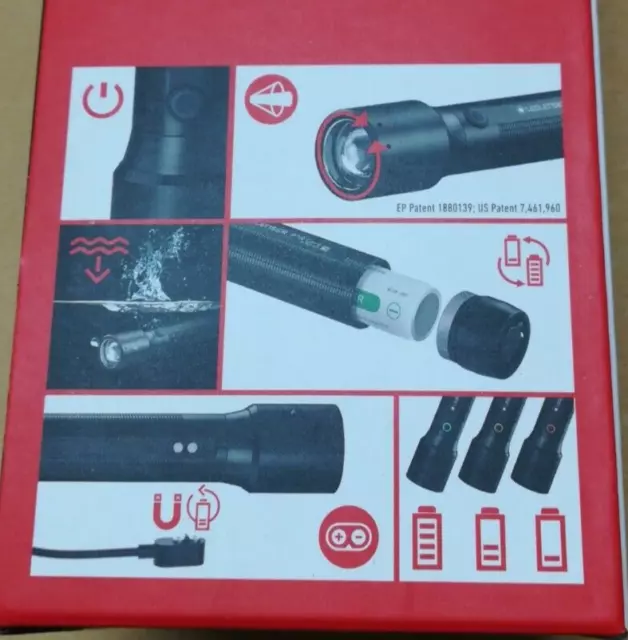 TORCIA LED LENSER Torch P7R CORE Ricaricabile 1400 Lumens Fascio 300 Metri 3