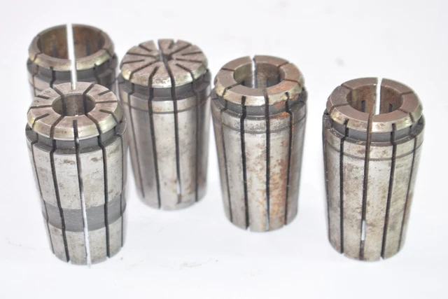 Lot of 5 TG100 Steel Machinist Collets 9/16'' Mixed Sizes, CNC