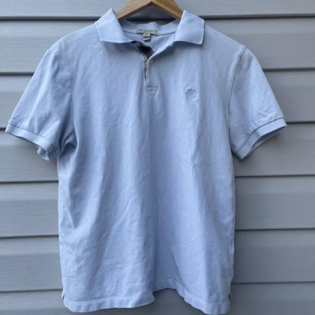 BURBERRY BRIT Adult Medium Mens Polo Shirt Cotton Light Blue