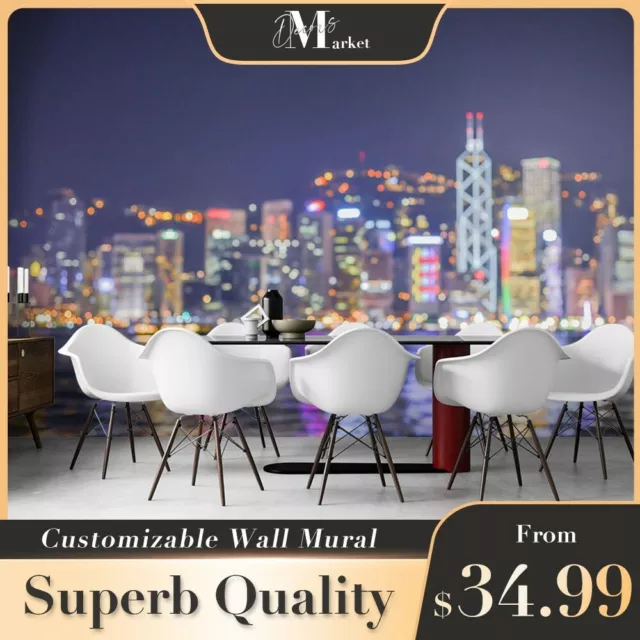 Hong Kong Blured City Landmark 3D Wall Mural Australia Designer Wallpaper Murals