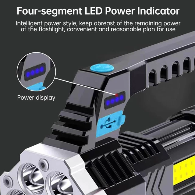Potente Linterna 7 LED Portátil COB Linterna USB # I8F6 Lote U4